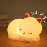 Huggwaii Squishy Silicone Napping Cat LED Night Light - Perfect Gift for Kids and Girls
